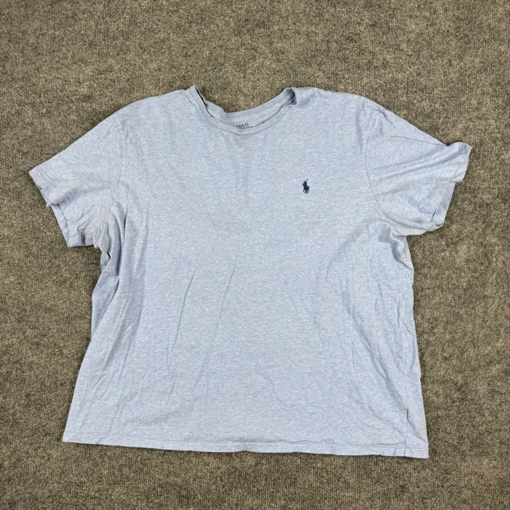Polo Ralph Lauren T-Shirt Mens Size XXL Blue Cotton Heather Crew Neck Pony Logo